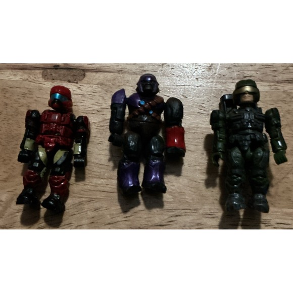 Minimates Other - Halo Mega Blocks Minimates Lot Of 3, Red UNSC ODST, Purple Brute & UNSC Marine